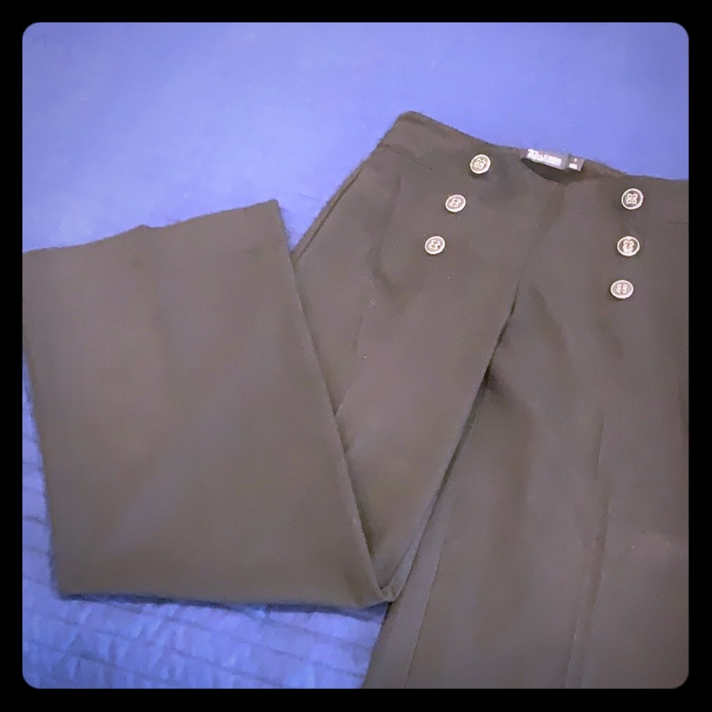 Wide leg front button pants